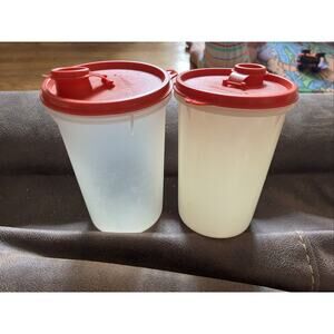 Vintage Tupperware 321-13 & 321-6 Canister Storage Container with Pour Spout Lid